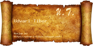 Udvari Tibor névjegykártya